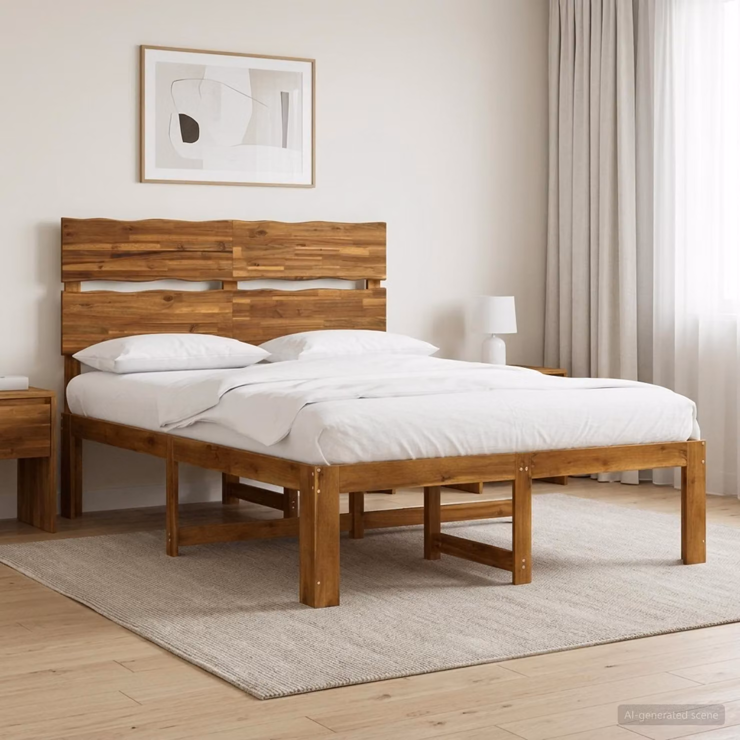 vidaXL Letto matrimoniale ROSTOCK in legno di acacia marrone con testiera L 120 cm x P 200 cm