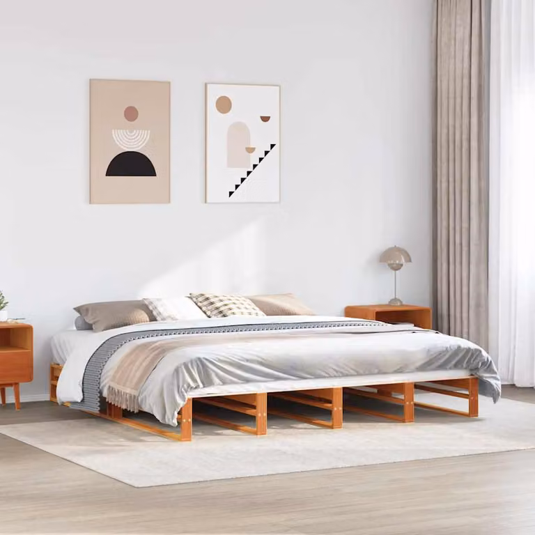 Letto senza materasso vidaXL in legno di pino color marrone cera L/P: 180 x 200 cm