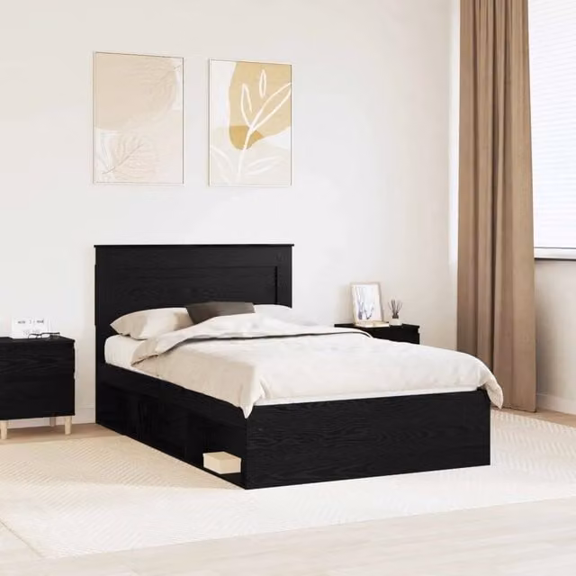 Struttura del letto Rovere Nero 120 x 190 cm 3410105