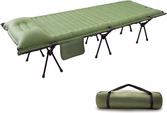Letti gonfiabili per il campeggio, lettini da campo leggeri con materasso gonfiabile e telaio in alluminio, ideali per il campeggio, i viaggi, la spiaggia, il giardino e come divano letto; premere per gonfiare