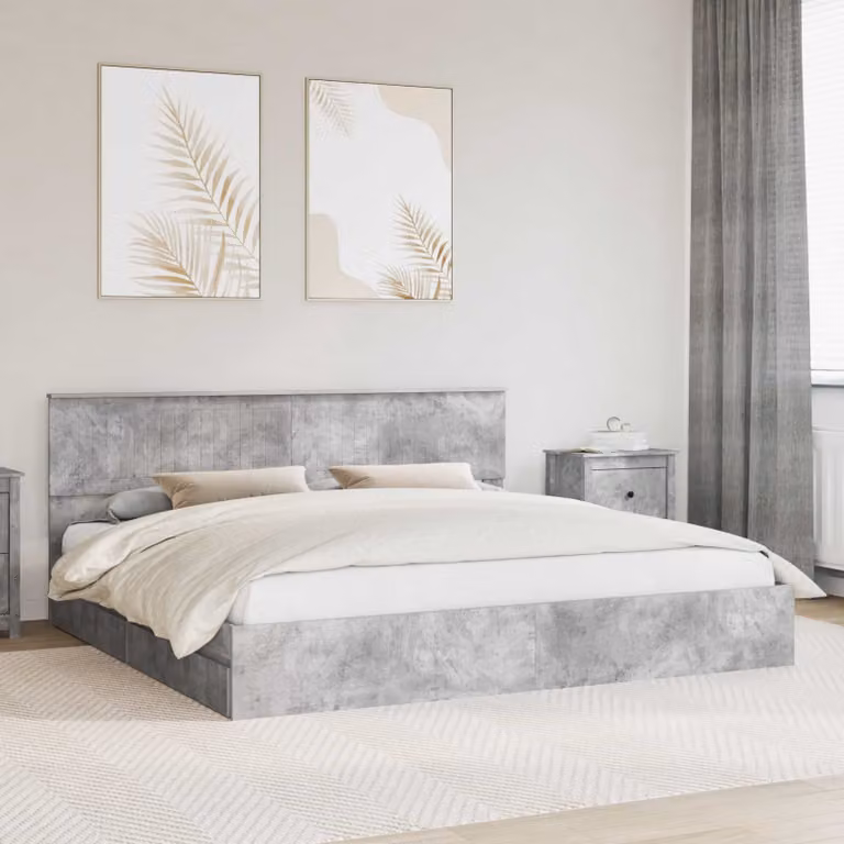 Letto con contenitore e cassetto vidaXL Grigio, L/P: 200 x 200 cm