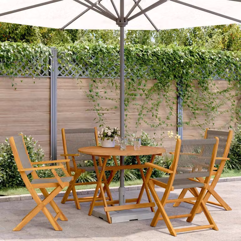 Maison Exclusive - Set da pranzo da giardino 5 pezzi in polipropilene e legno massello, grigio