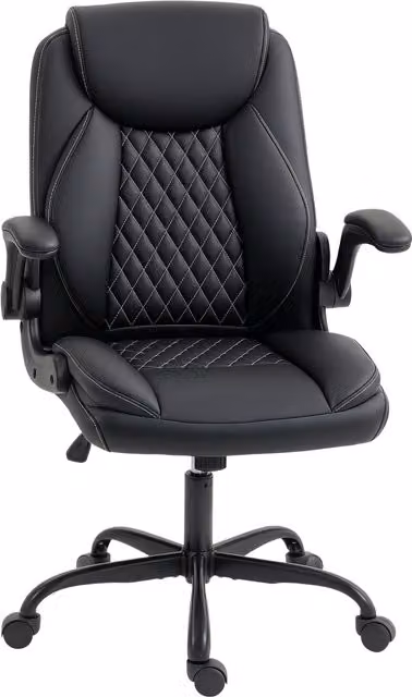 Sedia da ufficio ergonomica HOMCOM con braccioli sollevabili e altezza regolabile, Nero