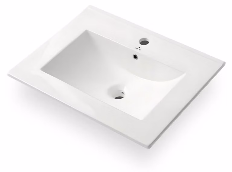 Lavabo incasso rettangolare NORDIS Vetroceramica 61 cm Bianco