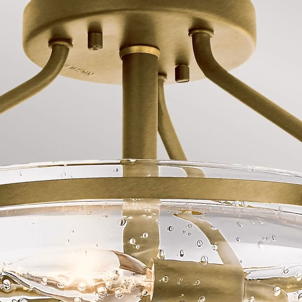 Lampada da soffitto KICHLER Belle in ottone spazzolato e vetro trasparente con 3 luci E14 – 2