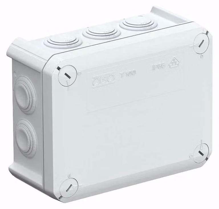 Scatola di derivazione da esterno - Montaggio a parete - IP66 - 10 x M25 - Grigio chiaro RAL 7035 - 136 x 102 x 57 mm