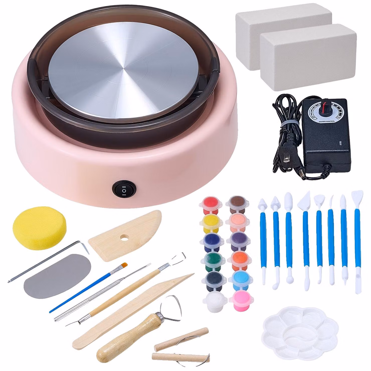 Mini forno VEVOR con piatto girevole da 158 mm, velocità regolabile, adatto per corsi di Vetroceramica domestici, forma rotonda rosa