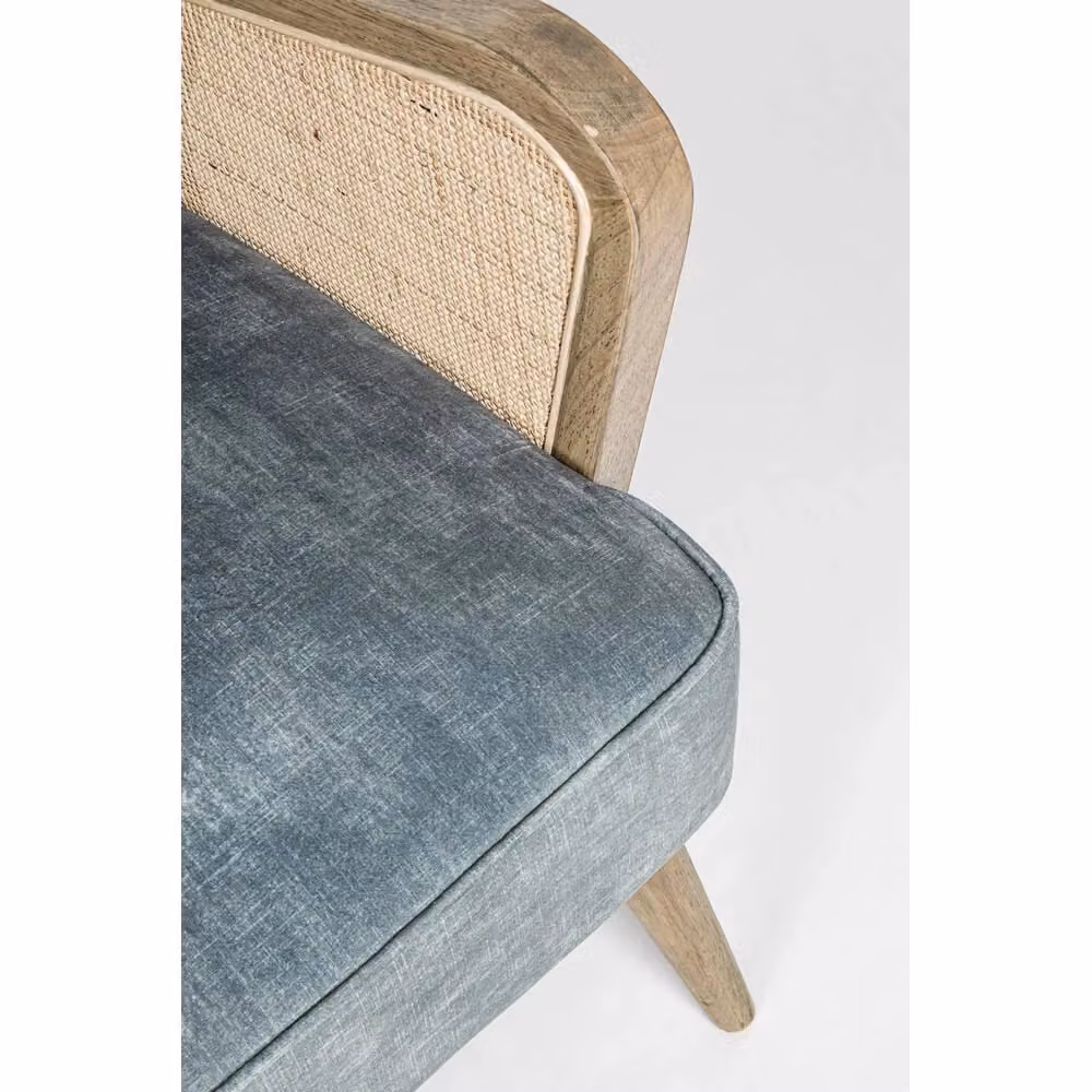 Poltrona Bizzotto Virna Verde in Velluto con Braccioli in Legno e Rattan – 2