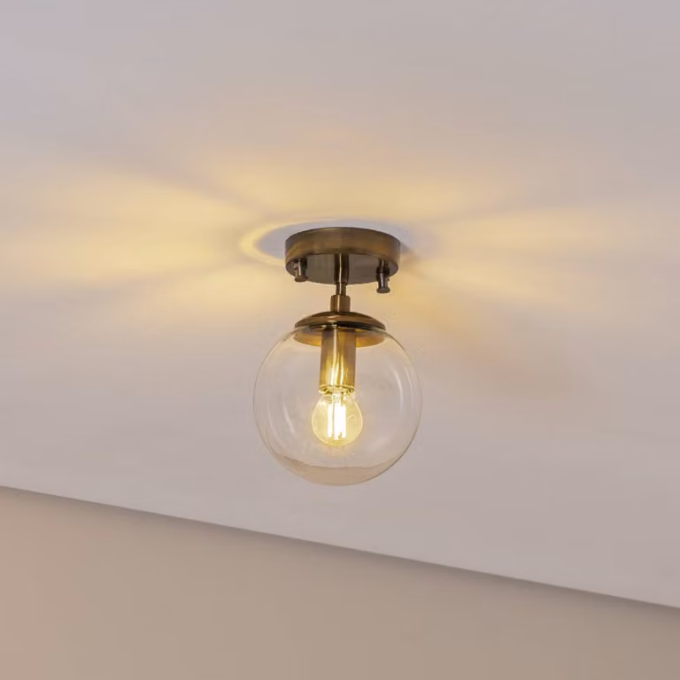 Plafoniera soffitto Atmaca 10215 Opviq, dimmerabile, Bronzo / Ottone antico, Soggiorno / Sala da pranzo, Vetro, Plafoniera