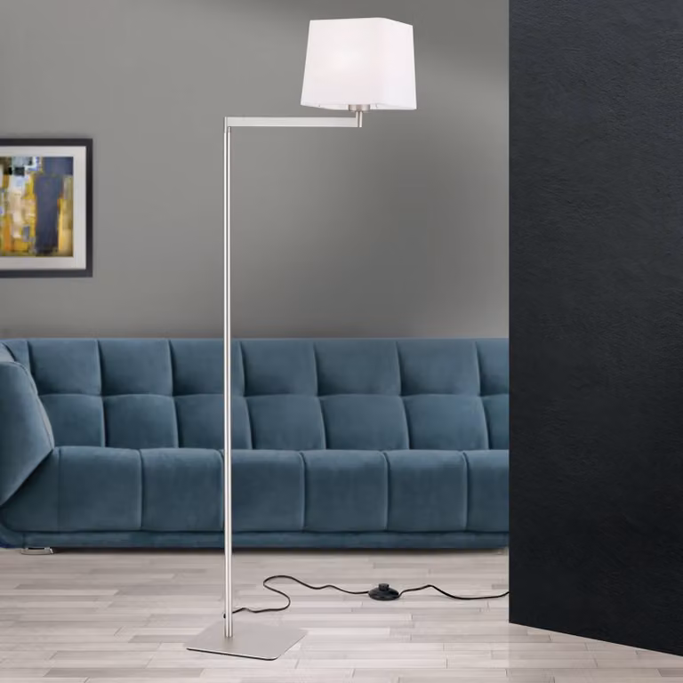 ORION Lampada da terra Carlton, Bianco / Opale, Soggiorno / Sala da pranzo, Metallo, Moderno, Lampada da terra