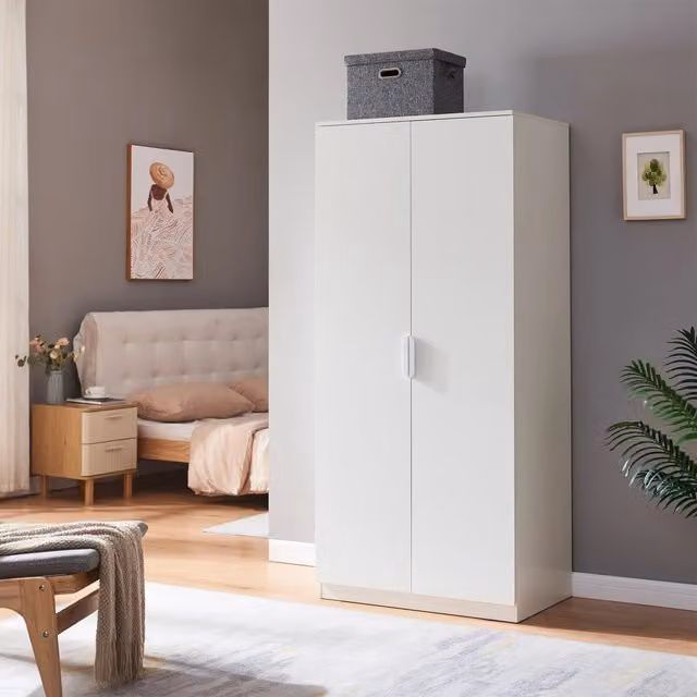 Armadio Guardaroba Eiselfing en.casa Bianco con 4 Scomparti e Bastone Appendiabiti, H: 176 cm, L: 80 cm, P: 52 cm