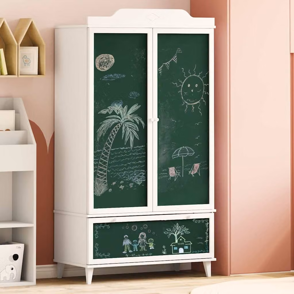 vidaXL Armadio per bambini ROROS Bianco L: 90 cm, P: 45 cm, H: 165 cm