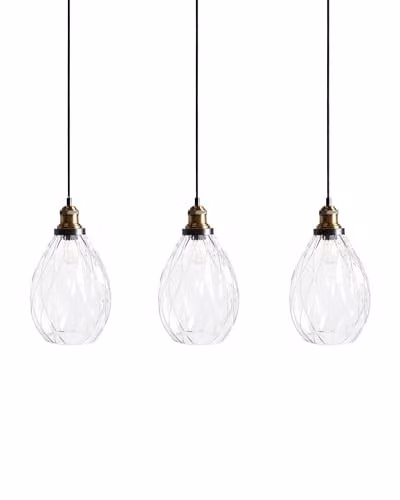 Beliani Lampada a sospensione con illuminazione a 3 punti con paralume in vetro e metallo Trasparente