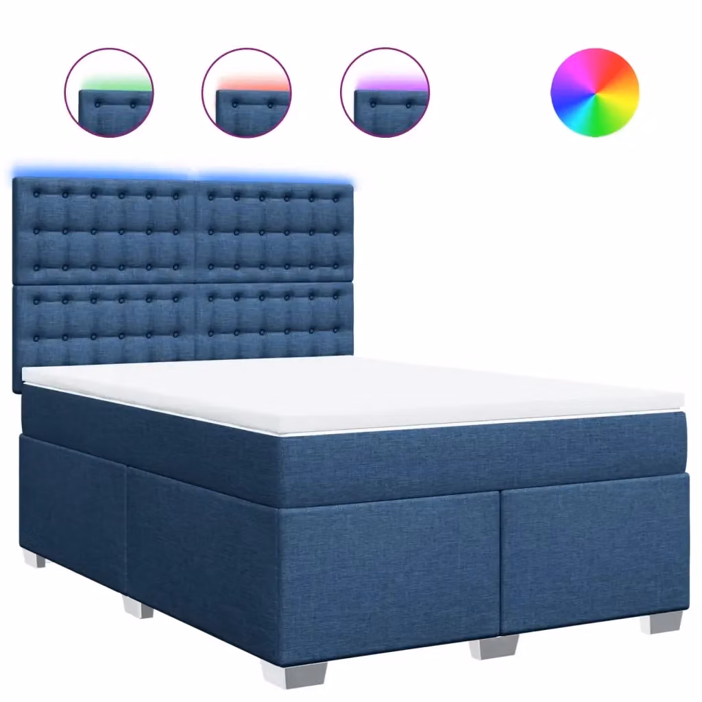 vidaXL Giroletto Ibrido con Materasso Blu e Bianco in Tessuto L/P/H: 160 x 200 x 150,5 cm – 2