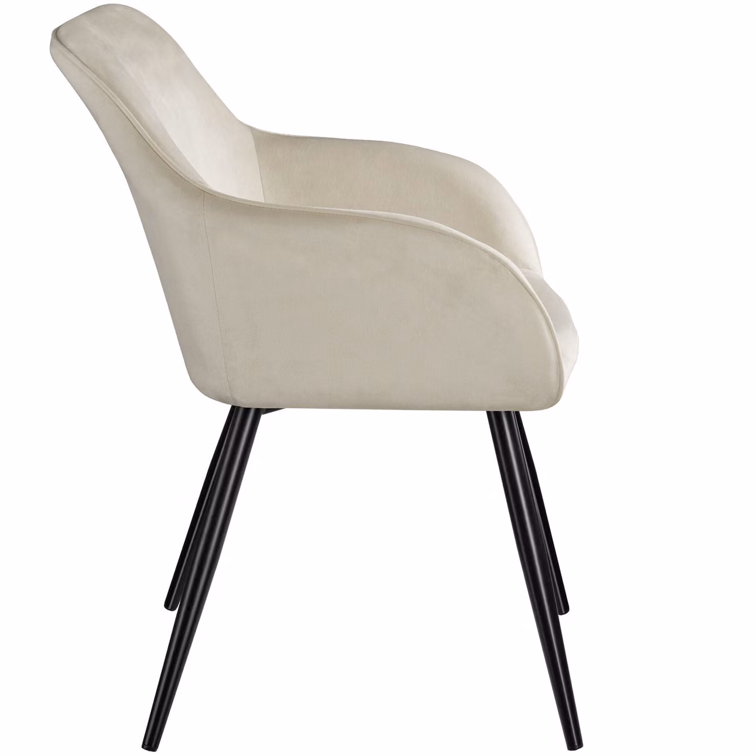 Set di 2 sedie Marilyn tectake in velluto beige con gambe nere in metallo per soggiorno e sala da pranzo – 3