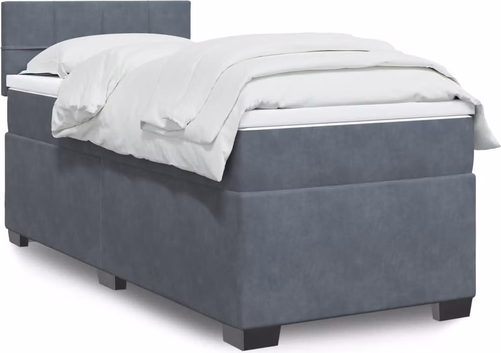 Maison Exclusive - Giroletto a Molle con Materasso Grigio Scuro 90x190 cm Velluto