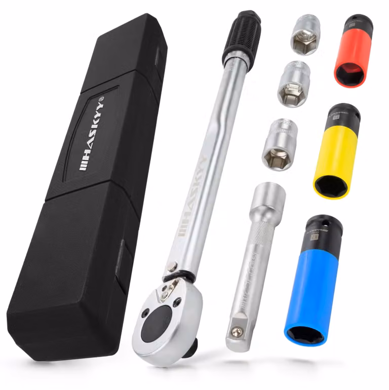 Set di chiavi a bussola a cricchetto, 1/2 pollice, 8 pezzi, da 28 a 210 Nm, con set di inserti a bussola per bulloni