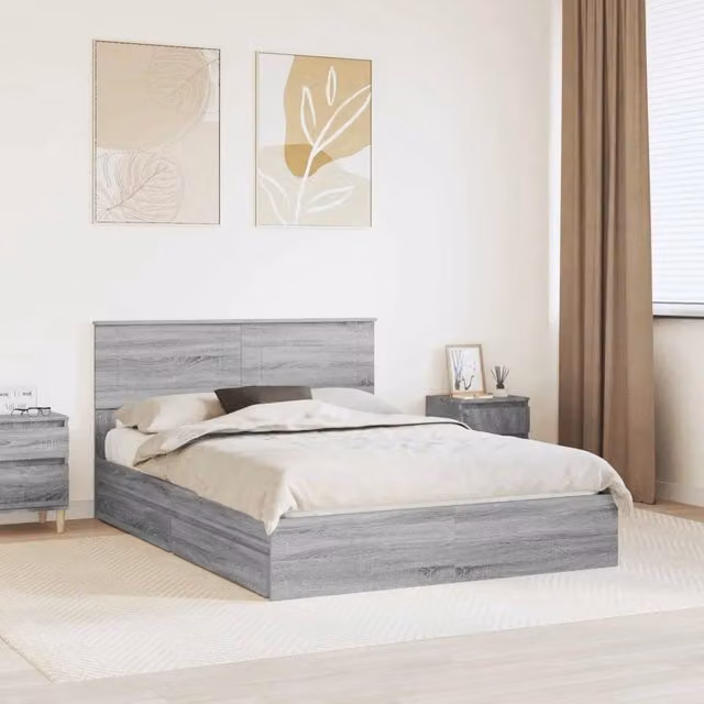 Letto con Contenitore con cassetto Grigio Sonoma 150 x 200 cm 3408450