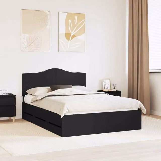 Struttura del letto-Giroletto Nero 160 x 200 cm Legno Ingegnerizzato 611788
