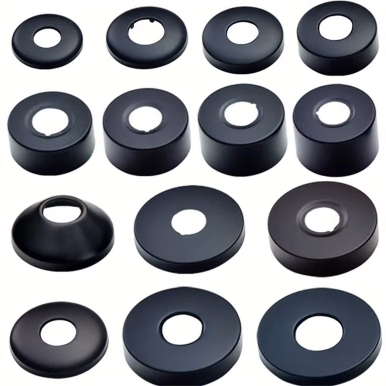 Set di 2 rosettoni neri per rubinetto della doccia, diametro 25 mm