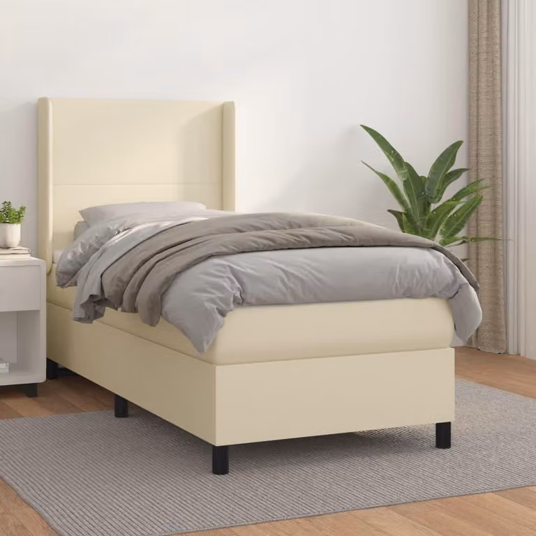 Maison Exclusive - Letto boxspring con materasso color crema 90x190 cm in ecopelle