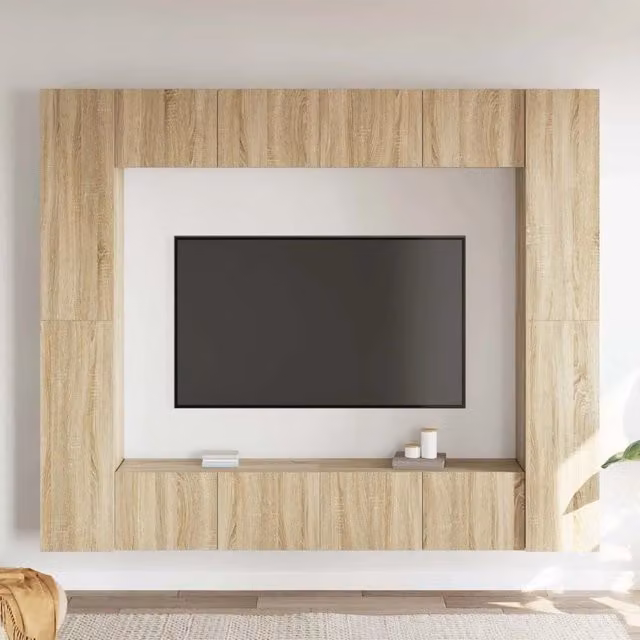 Set di mobili porta TV da soggiorno vidaXL in legno multistrato color rovere, 8 pezzi – 1