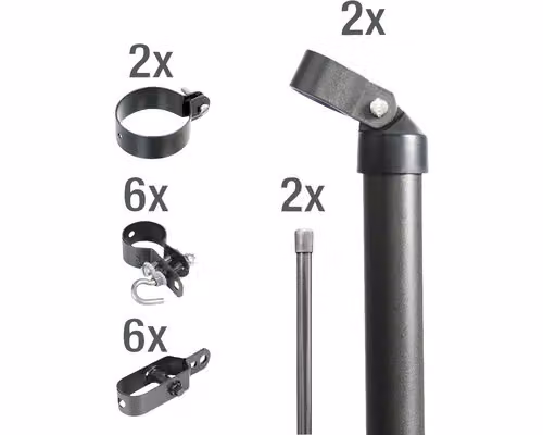 Alberts 634513 Set di angolari per recinzioni, prese a terra a innesto, zinco-fosfato antracite-metallico, recinzione in rete metallica, altezza recinzione: 80 cm