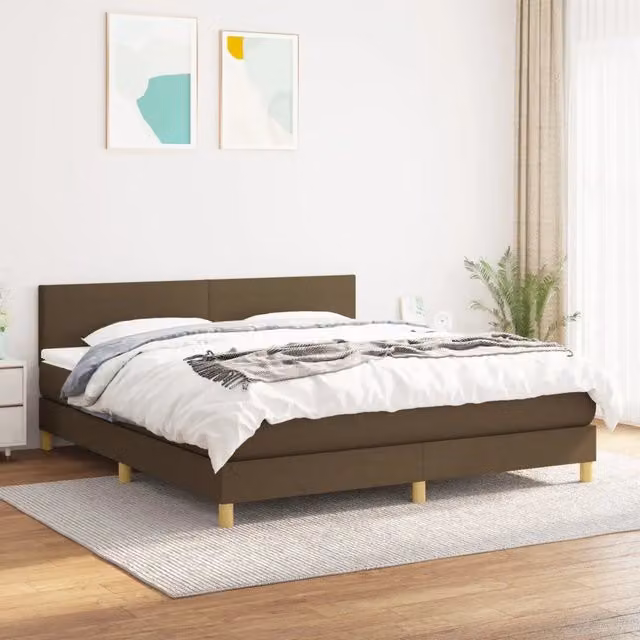 Letto Ibrido con Giroletto a Molle e Materasso vidaXL, Marrone e Bianco, L/P: 160 x 200 cm – 1