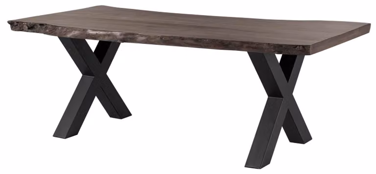 MASSIVMOEBEL24 | Tavolo da pranzo in legno acacia - laccato natur / ferro X - argento mat 200x90x77 FREEFORM 5