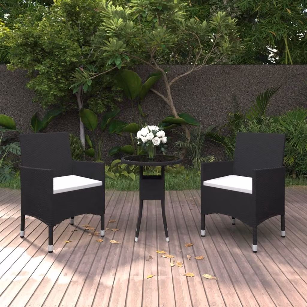 Maison Exclusive - Set da pranzo da giardino a 3 pezzi in rattan sintetico nero