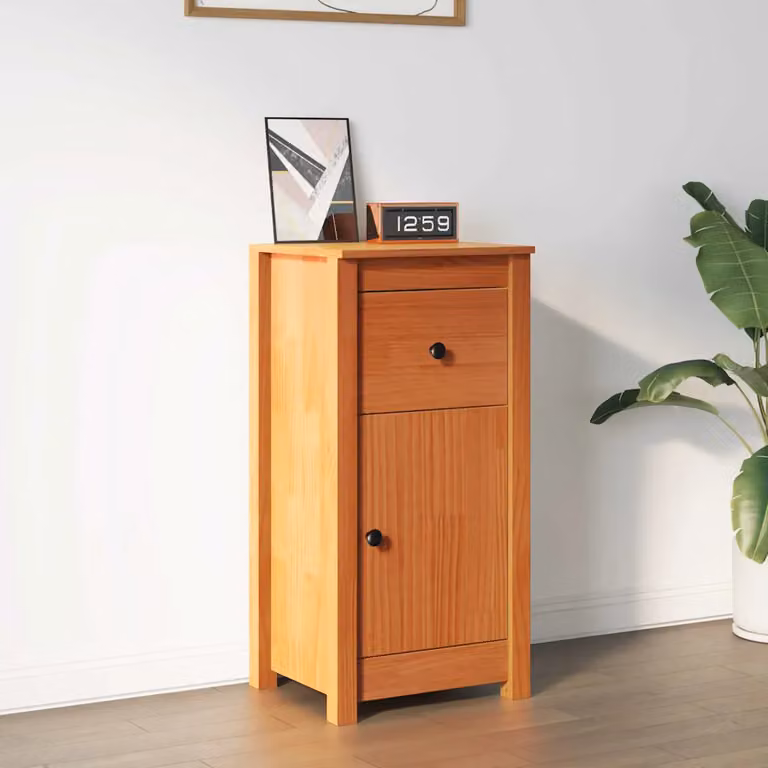 Credenza moderna vidaXL in pino massello marrone cerato L/P/H: 39 x 34,5 x 80 cm