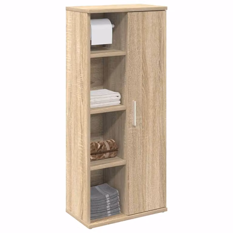 Mobile da bagno vidaXL con portarotolo in legno Rovere Sonoma, colore marrone, L: 39 cm, P: 22 cm, H: 90 cm