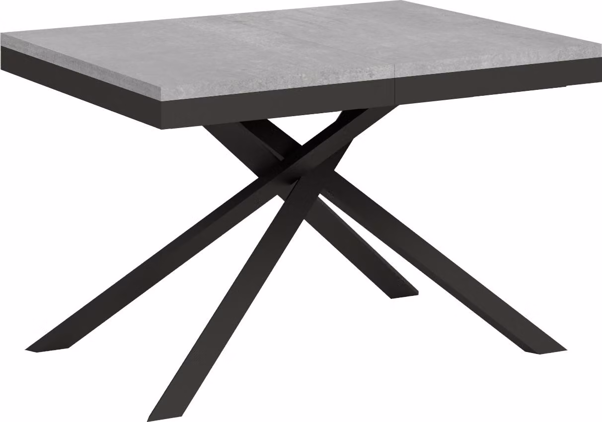 ITYHOME - Tavolo allungabile 120/380x90 cm Karida Evolution cemento telaio e gambe antracite