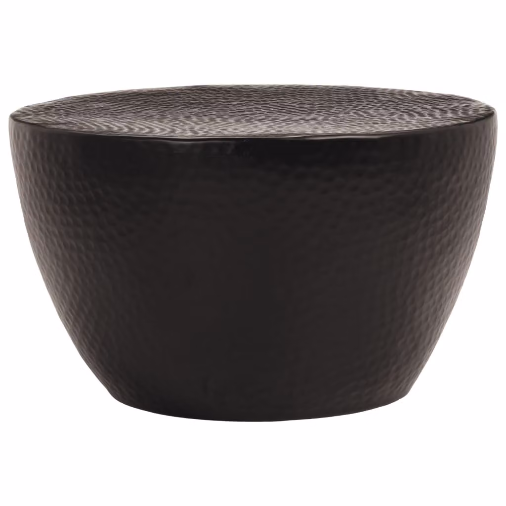Tavolino in alluminio martellato Ø 50x30 cm nero