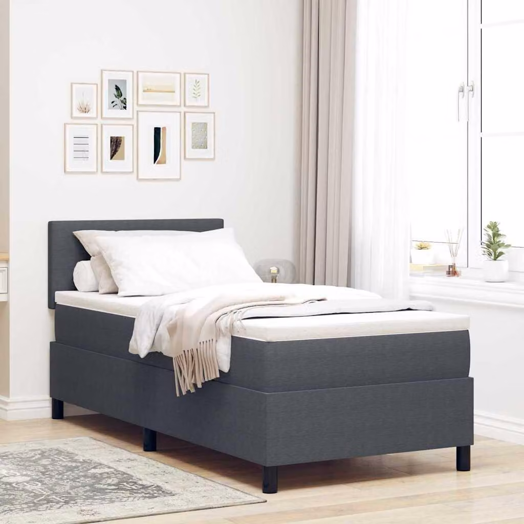 Maison Exclusive - Letto boxspring grigio scuro e bianco 90 x 200 cm in velluto