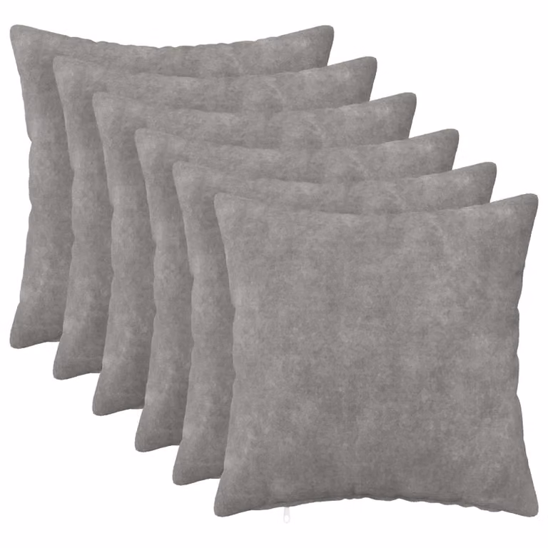 Set di 6 federe vidaXL HEERLEN in microfibra grigio chiaro, L 40 x P 40 x H 40 cm