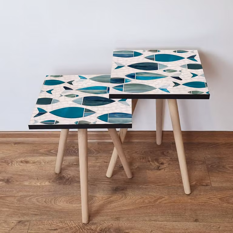 Skye Decor, 2Shp269 - Green, tavolino (2 pezzi), verde, 100% MDF, 35 x 35 x 47 cm