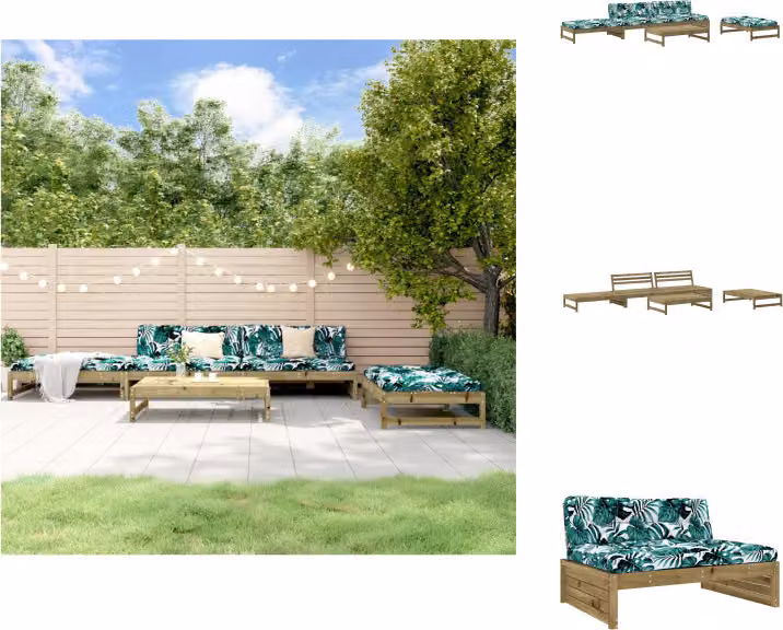 vidaXL Set di 5 pezzi con cuscini in legno di pino impregnato - Set di mobili da giardino