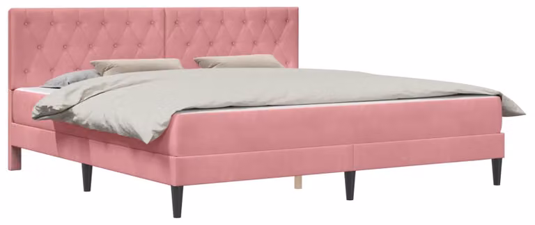 Struttura letto con materasso Rosa 200 x 200 cm Velluto