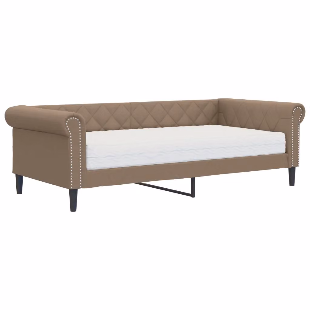 Divano Letto Moderno vidaXL in Similpelle Beige con Materasso 90x200 cm – 2