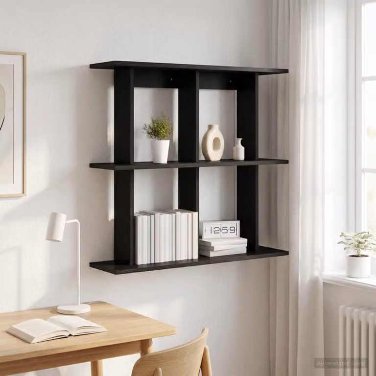 Scaffale da parete moderno vidaXL in MDF nero L: 100 cm, P: 20 cm, H: 75 cm