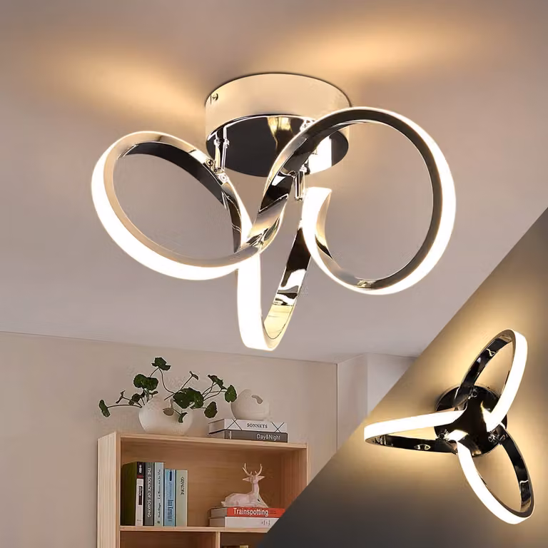 ZMH LED plafoniera soggiorno moderno soffitto camera da letto in cromo Ø31cm 19W interno 3000K bianco caldo corridoio lampada per corridoio ufficio studio
