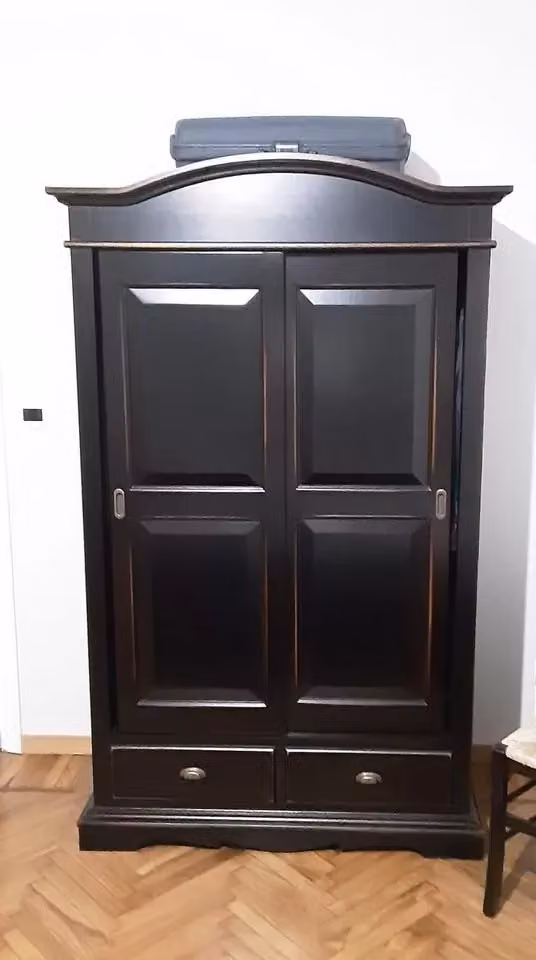 Armadio con 2 ante scorrevoli in legno stile shabby chic nero Mobili 2G L/P/H: 122 x 59 x 200 cm