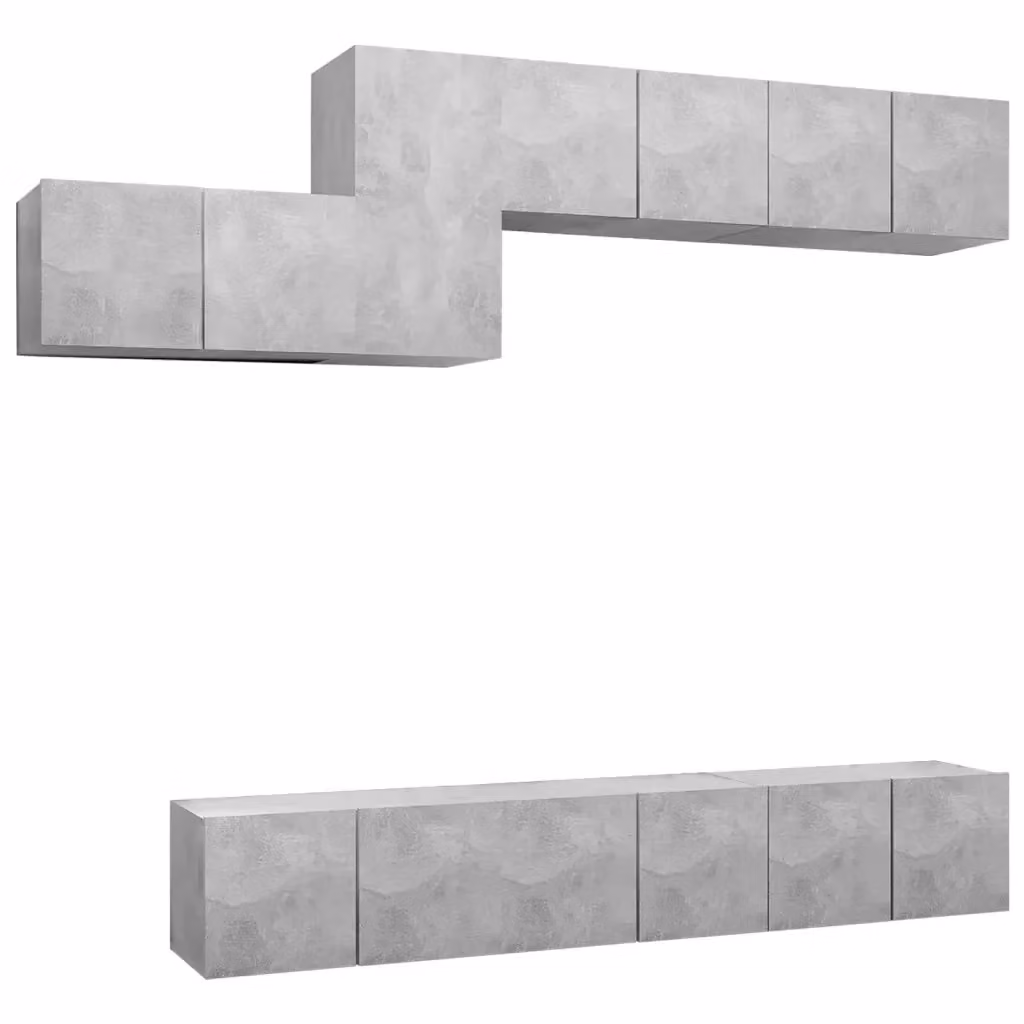 Set di mobili porta TV moderno vidaXL in legno multistrato, 7 pezzi, Grigio opaco – 2