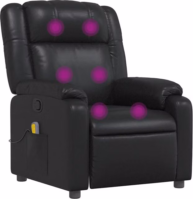 Poltrona Massaggiante | Sedia Relax Reclinabile Nera in Similpelle