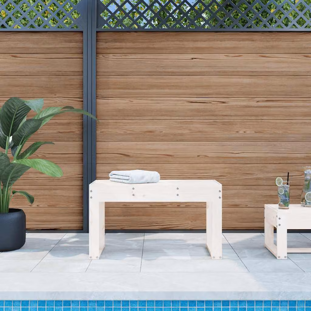 vidaXL Panca da Giardino in Legno di Pino Bianco Lacqué, Stile Rustico, L 80 cm x P 38 cm x H 45 cm
