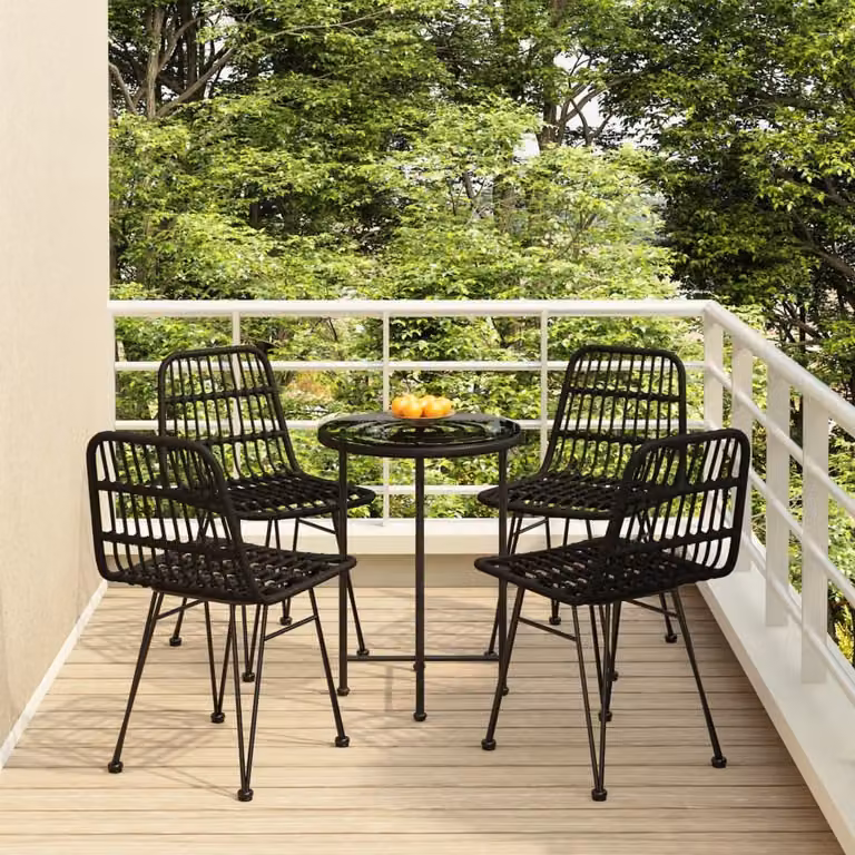Maison Exclusive - Set da pranzo da giardino 5 pezzi in polyrattan nero
