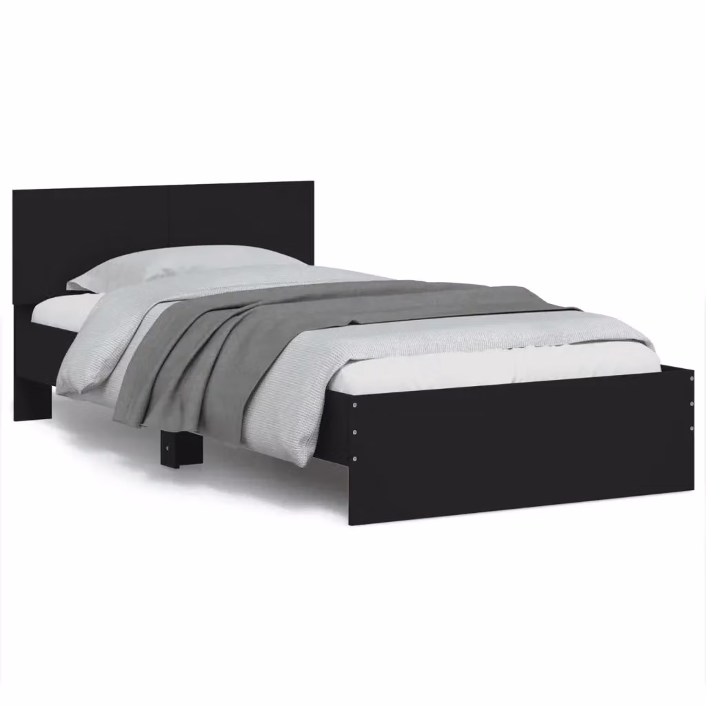 vidaXL Giroletto con Testiera Nero in Legno Multistrato L: 100 cm, P: 200 cm – 2
