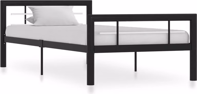 The Living Store Struttura letto in metallo bianco e nero 90×200 cm