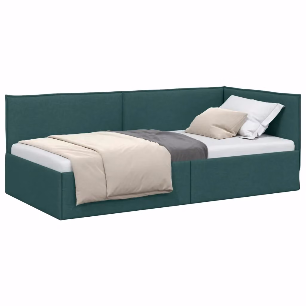 Cornice del letto ad angolo moderna vidaXL in tessuto verde con chaise longue asimmetrica, L/P/H: 194 x 140 x 94 cm – 2